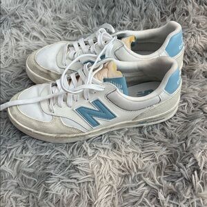 New Balance White and Light Blue Athletic Shoes